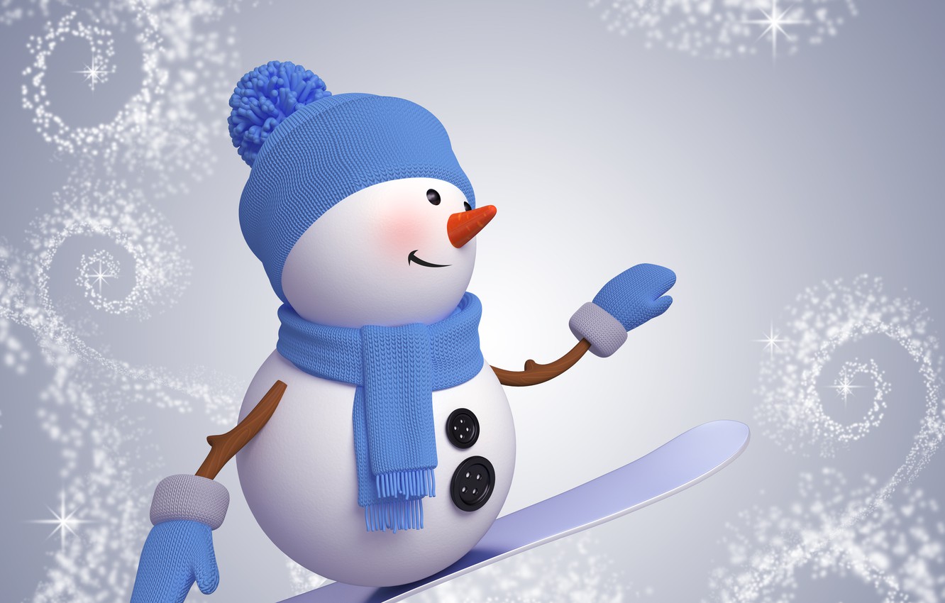 Photo Wallpaper Winter, Snow, Snowboard, Snowman, Christmas, - Christmas Pink Snowman Backgrounds - HD Wallpaper 