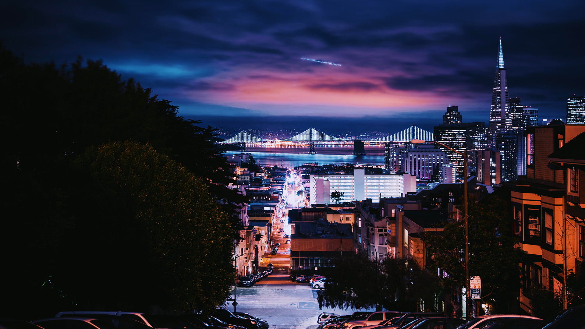 San Francisco Night Wallpaper Hd 19x1080 Wallpaper Teahub Io