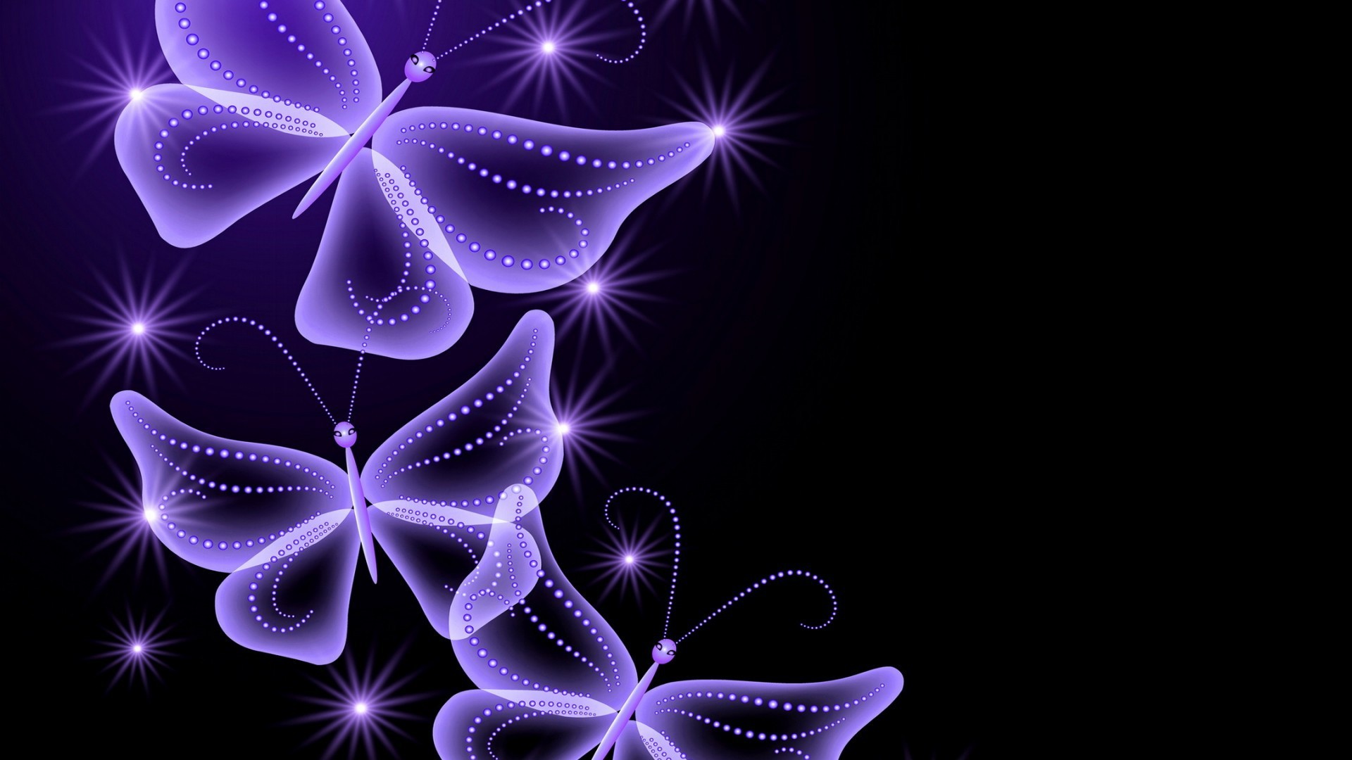 Neon, Butterflies, Abstract - Butterfly Abstract Purple - HD Wallpaper 