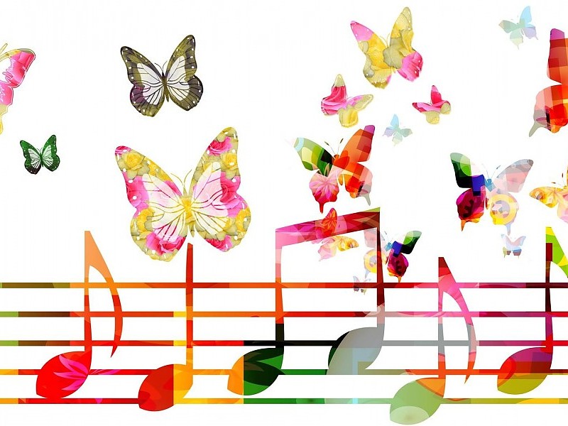 Music Of Butterflies Wallpaper - Background Design For Musical Instrument - HD Wallpaper 