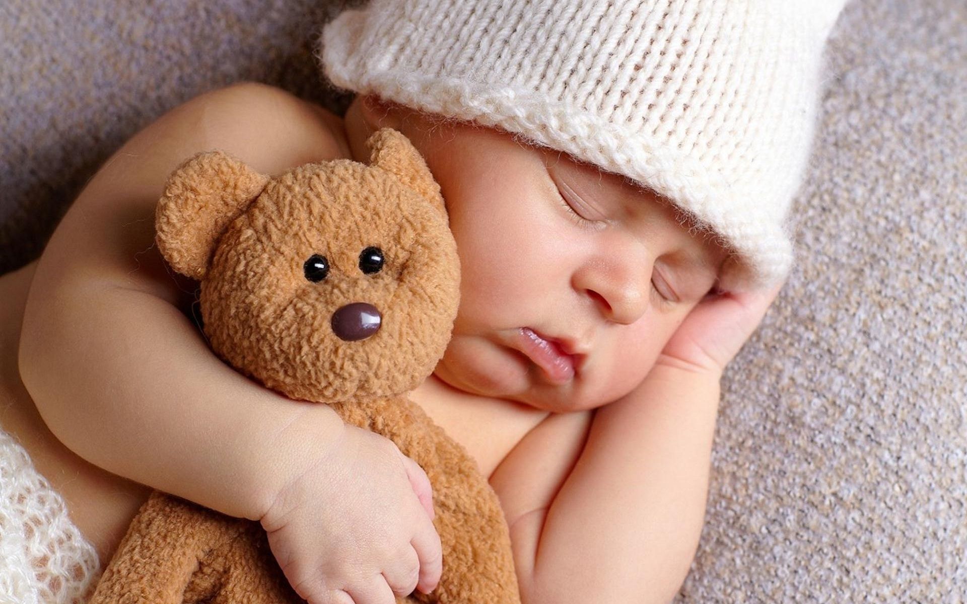 Sweet Dreams Wallpapers Group - Baby With Teddy Bear - HD Wallpaper 