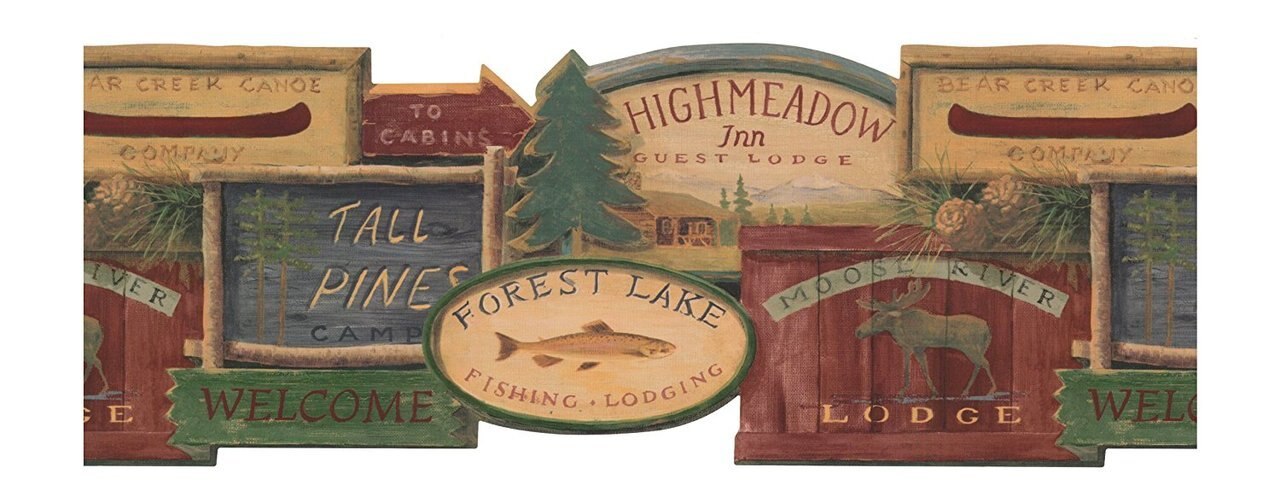 Lodge Signs Wallpaper Border - HD Wallpaper 