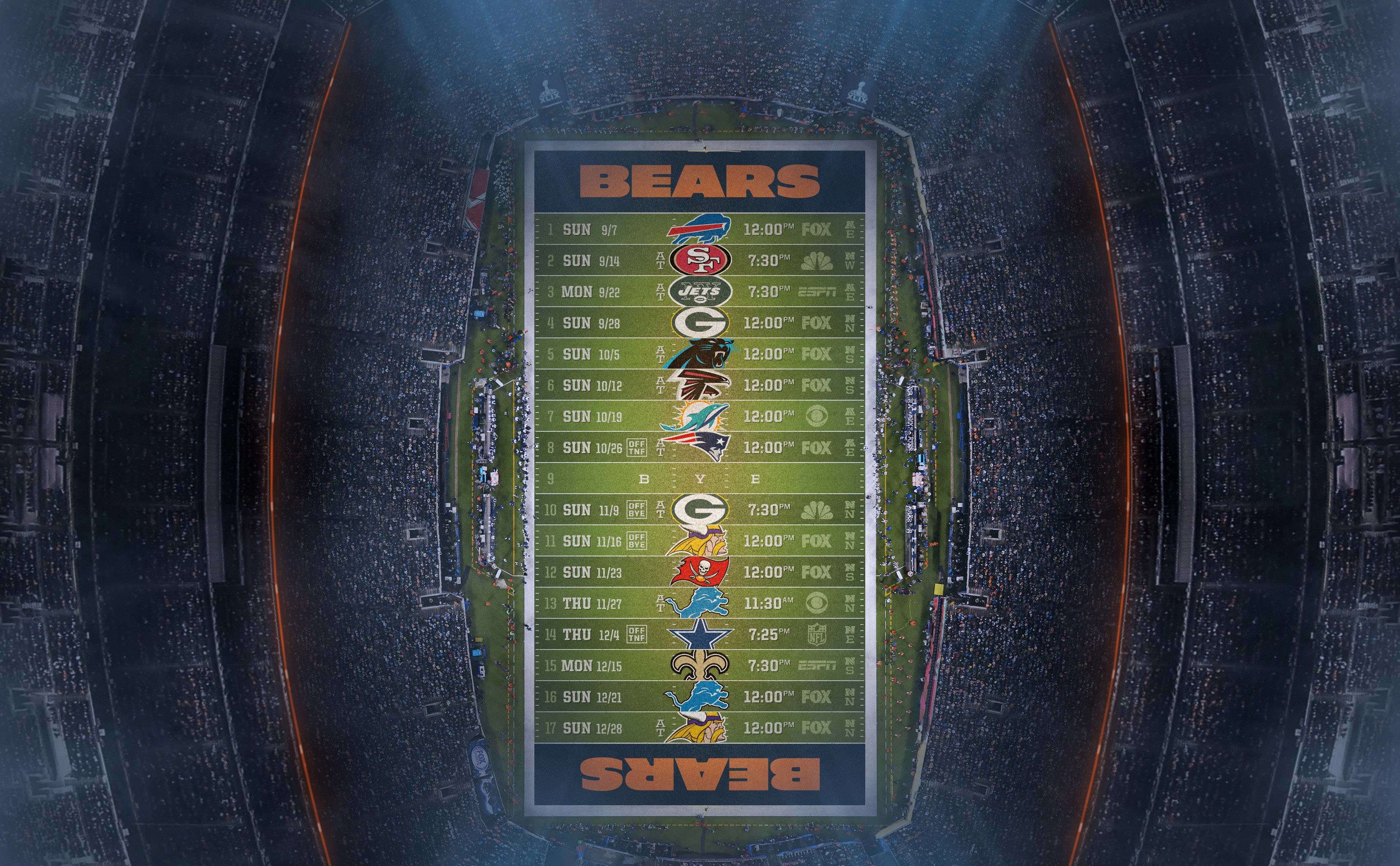 Chicago Bears Wallpapers - Chicago Bears Wallpaper 2017 Schedule - HD Wallpaper 