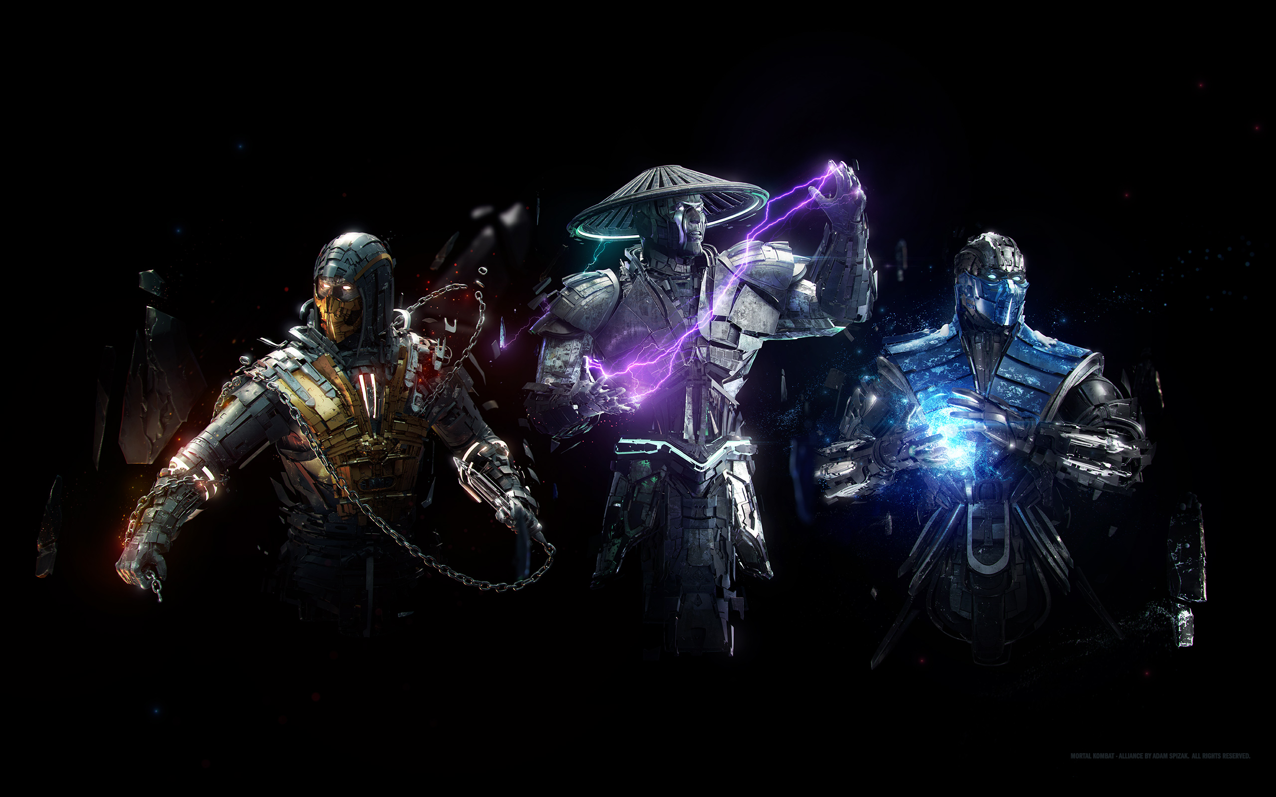 Mortal Kombat Scorpion Sub Zero Raiden - HD Wallpaper 