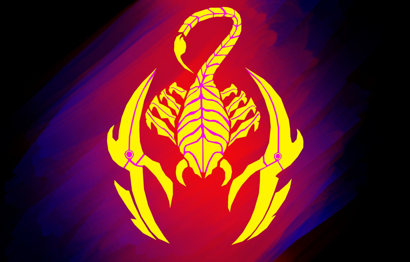 Photo Wallpaper Tattoo, Scorpio, Red, Blue - Обои Скорпион - HD Wallpaper 