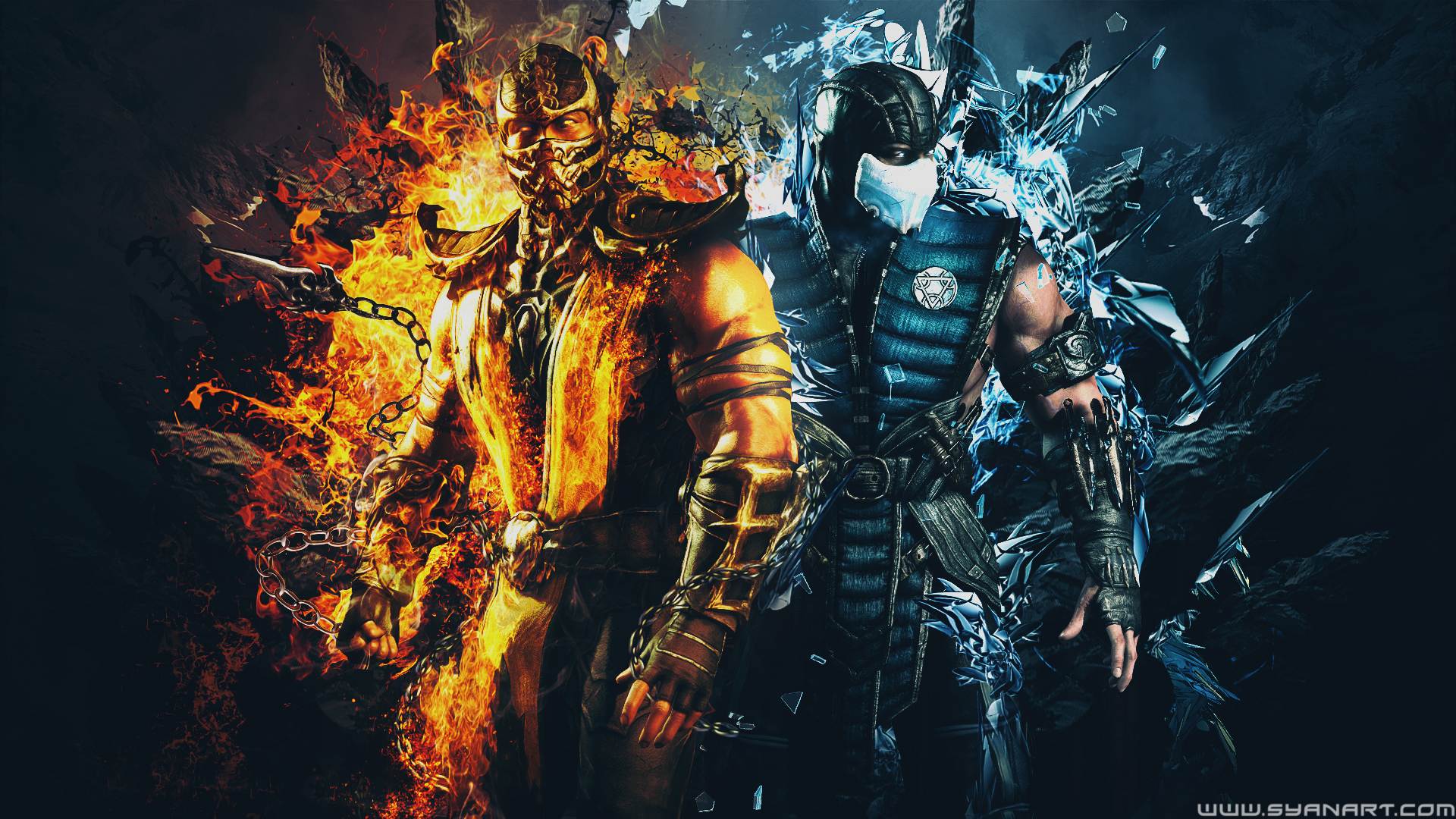 Mortal Kombat Wallpaper Scorpion And Sub Zero - HD Wallpaper 