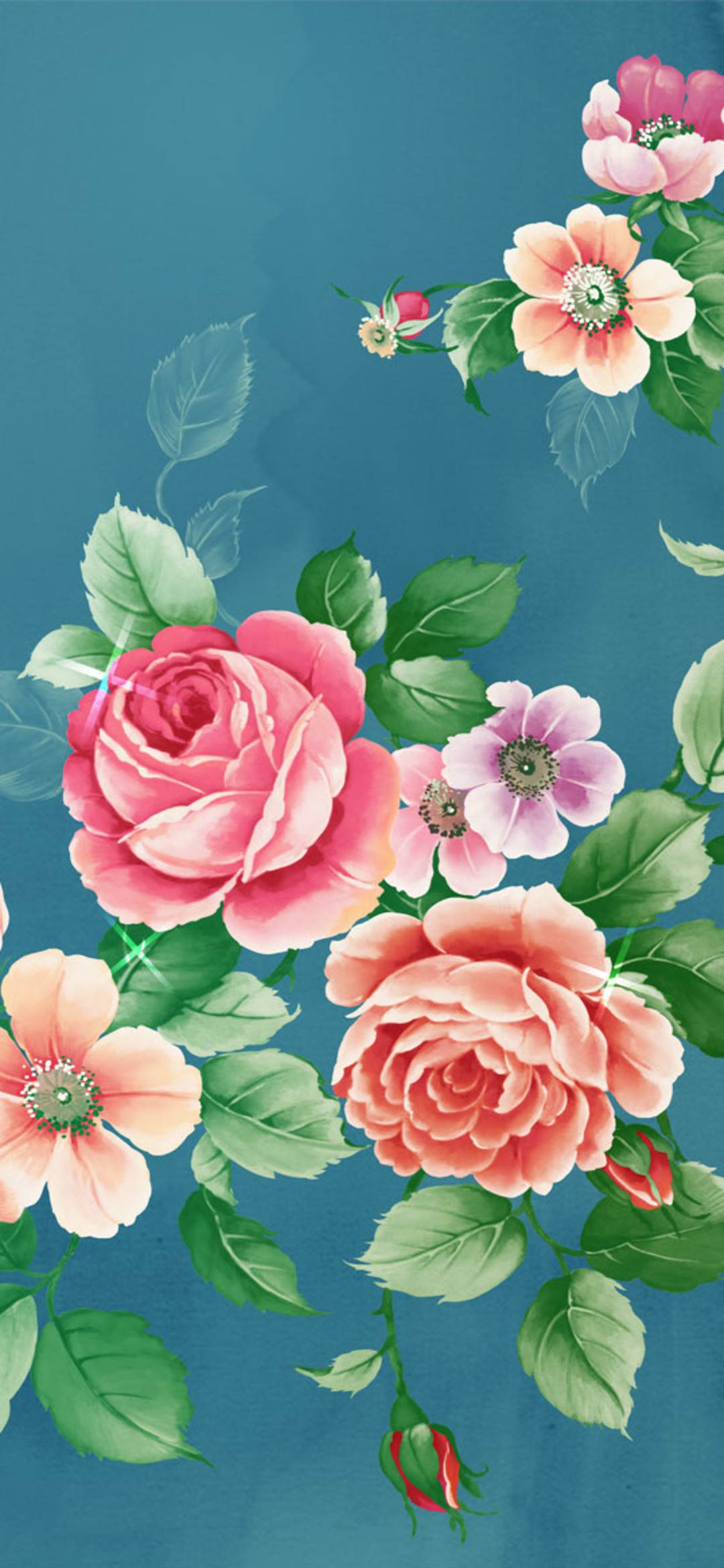Flower Hd Phone Wallpaper 125 - Room Flower Art Painting - 1080x2340  Wallpaper 