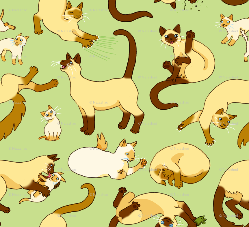 Simple Siamese Cat Pattern - HD Wallpaper 