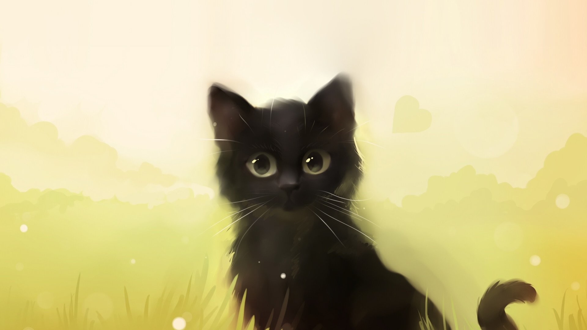 Cute Anime Black Cat - HD Wallpaper 