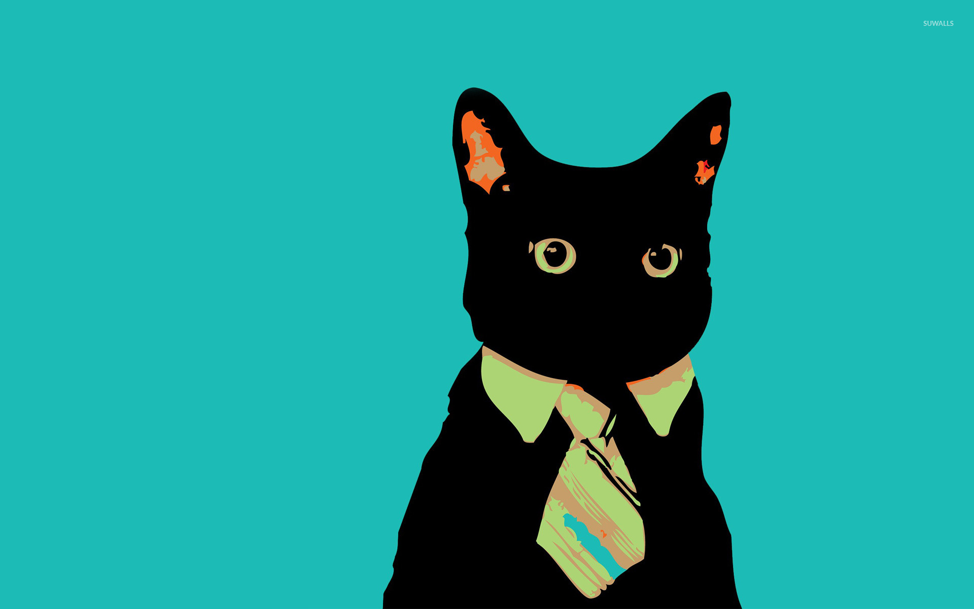Neck Tie Black Cat - HD Wallpaper 