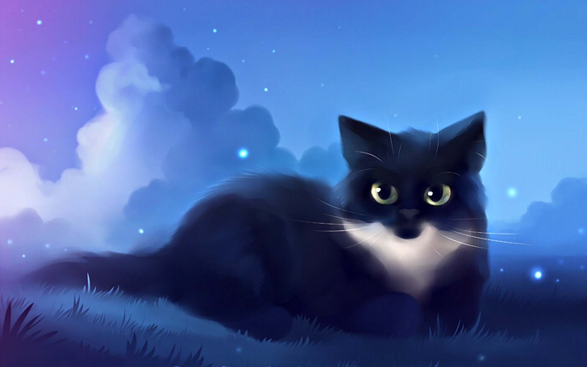 Nice Kitty - Cute Cats Drawings Anime - HD Wallpaper 