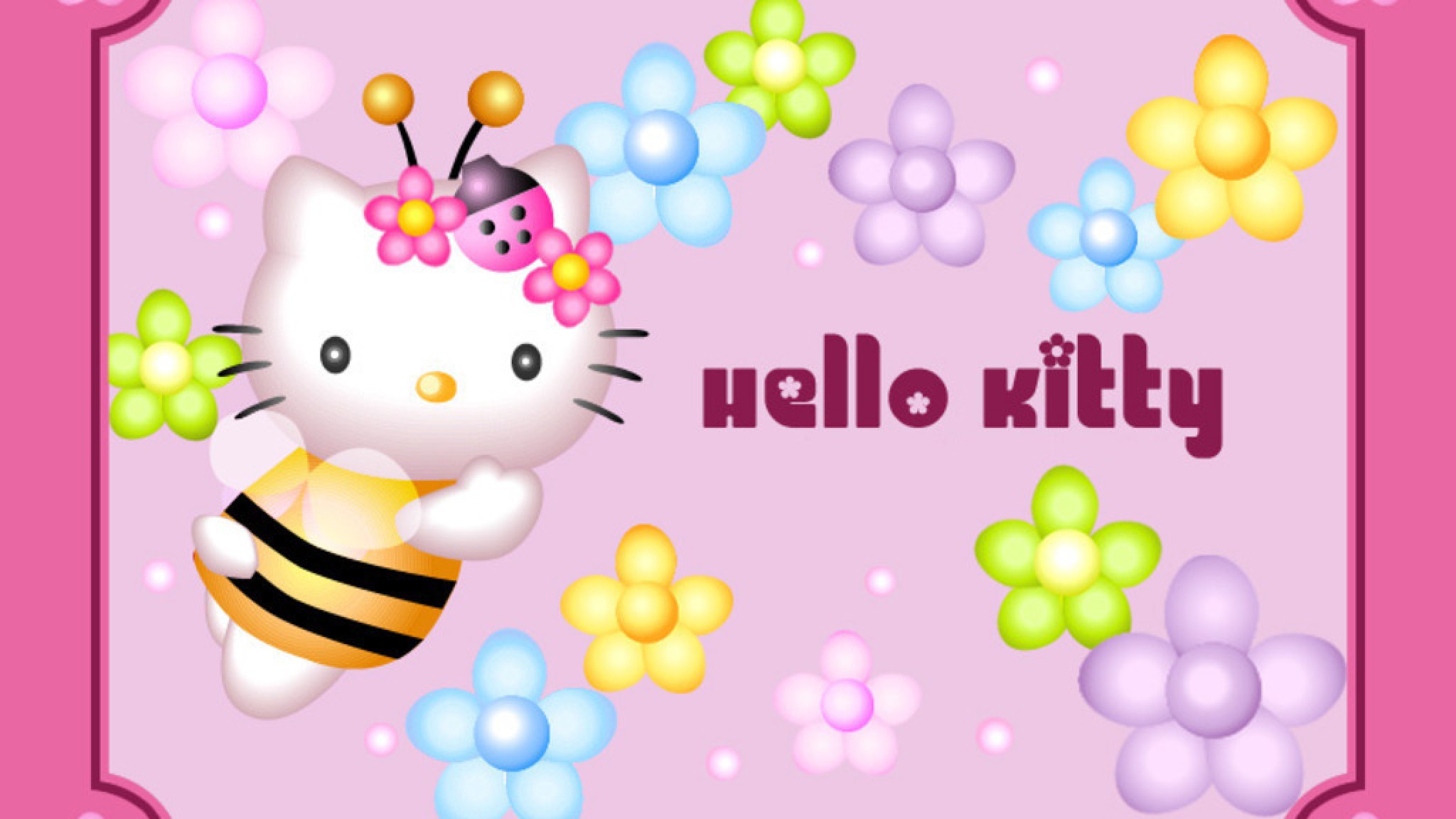 Hello Kitty, Cartoon, Pink, Cat, Bee - Valentine's Day Shopping Event - HD Wallpaper 