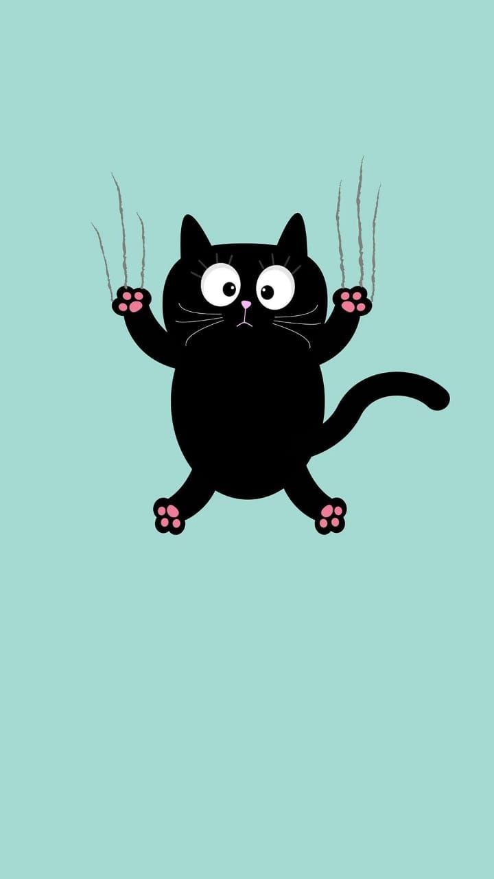 Cartoon Black Cat Wallpaper Iphone - HD Wallpaper 