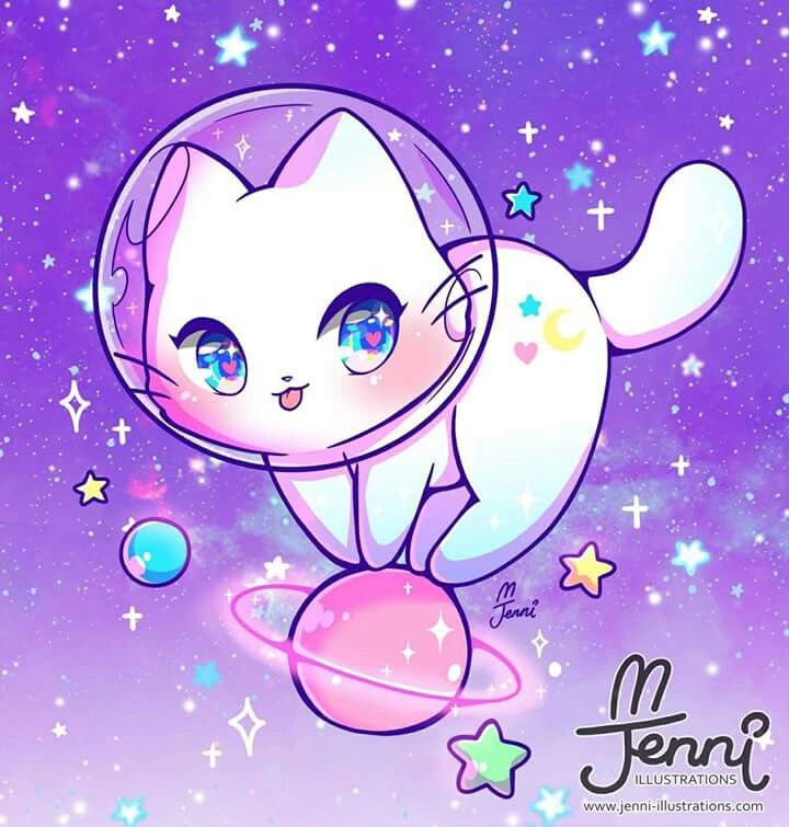 Kawaii Space Kitty - HD Wallpaper 