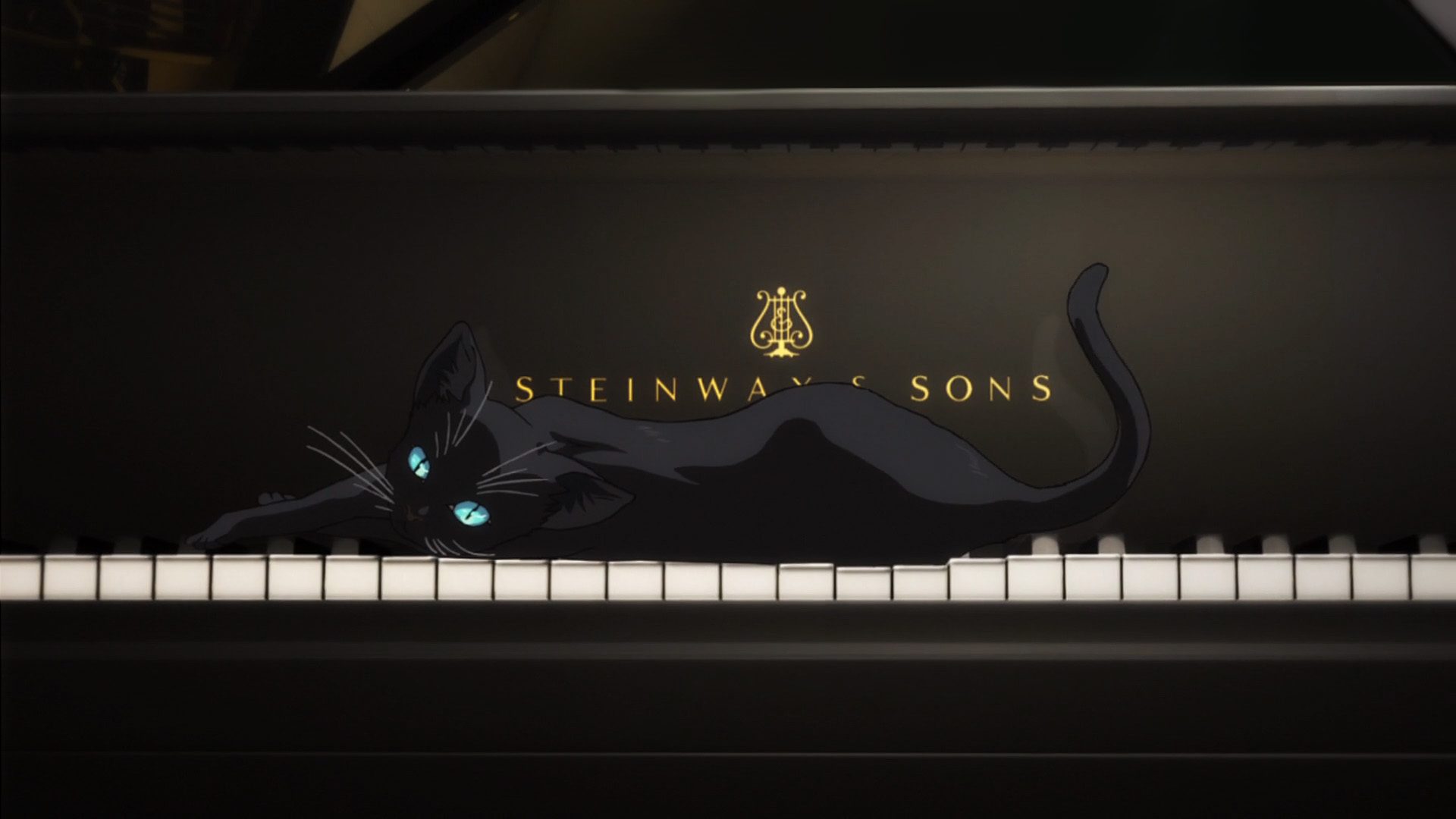 Your Lie In April Cat On Piano - HD Wallpaper 