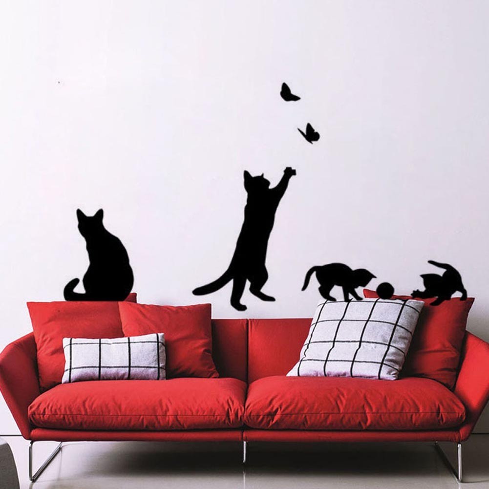 Playing Cat Wall Sticker - HD Wallpaper 