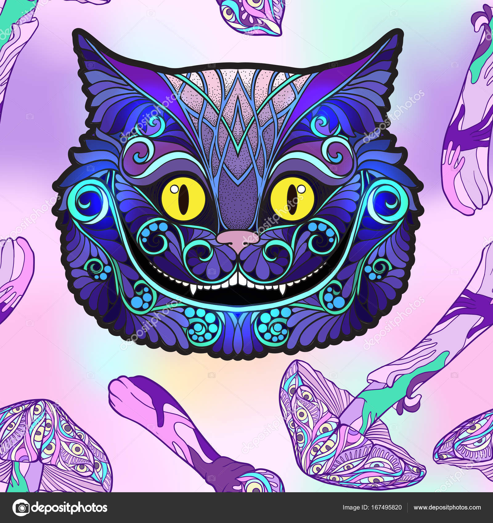 Trippy Cheshire Cat Alice In Wonderland - 1600x1700 Wallpaper - teahub.io