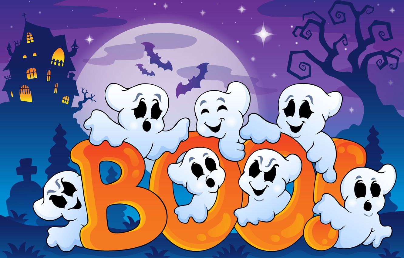 Photo Wallpaper Halloween, Bats, Halloween, Bats, Full - Cute Halloween Desktop Background - HD Wallpaper 