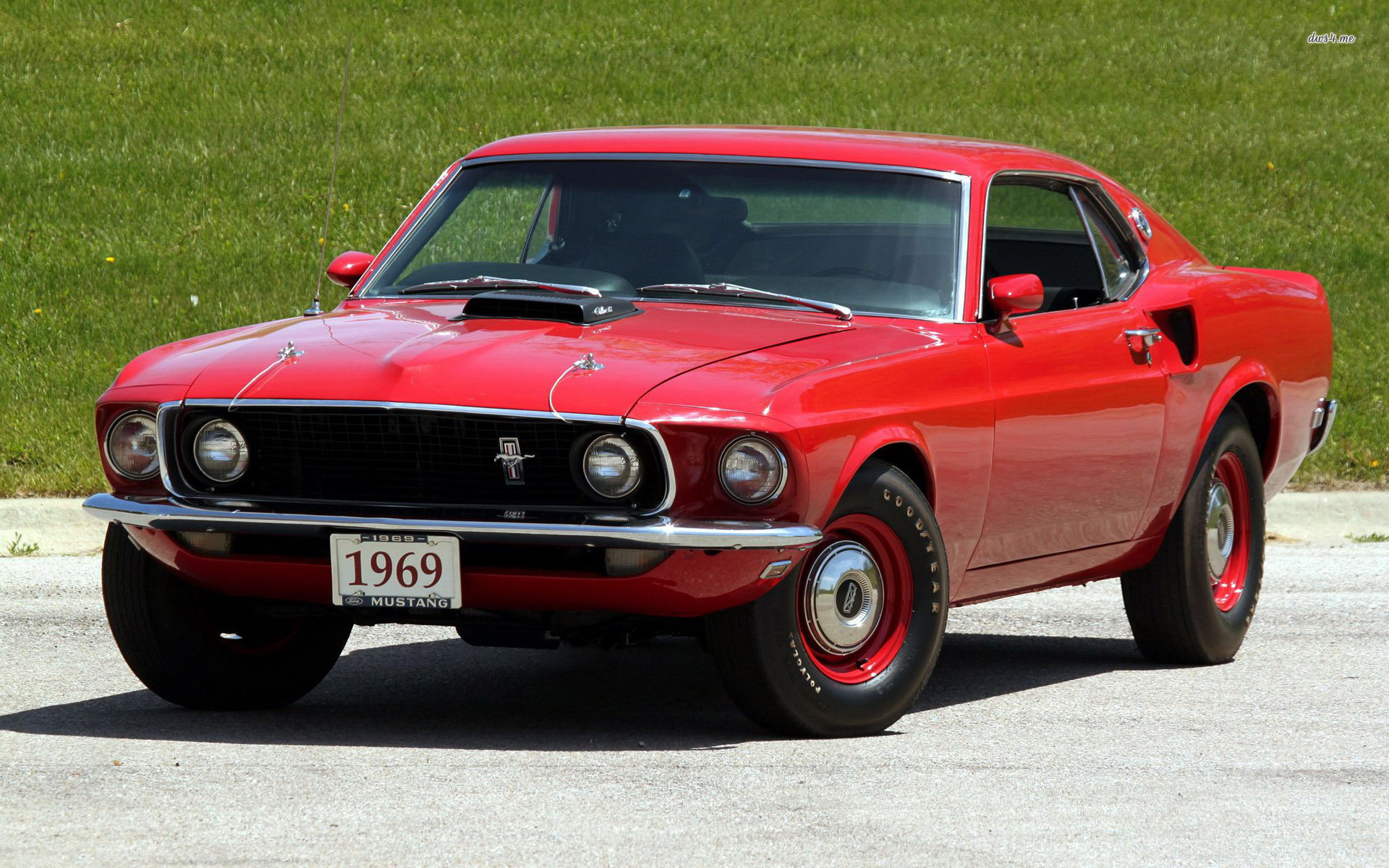 1969 Cobra Jet Red Mustang - HD Wallpaper 