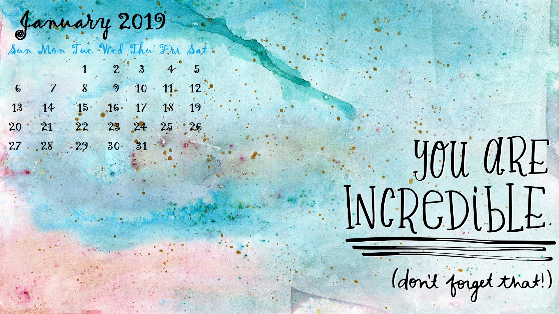 January 2019 Motivational Desktop Calendar - HD Wallpaper 