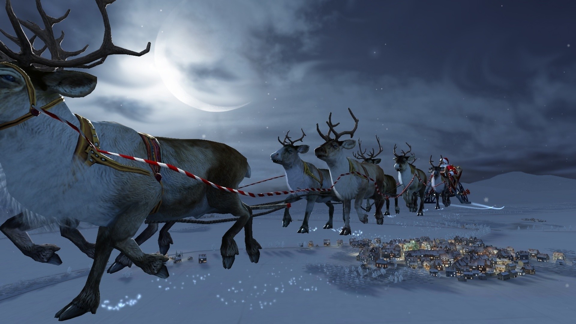 3d Christmas Background Desktop Wallpapers High Definition - Santa Claus Reindeer 3d - HD Wallpaper 