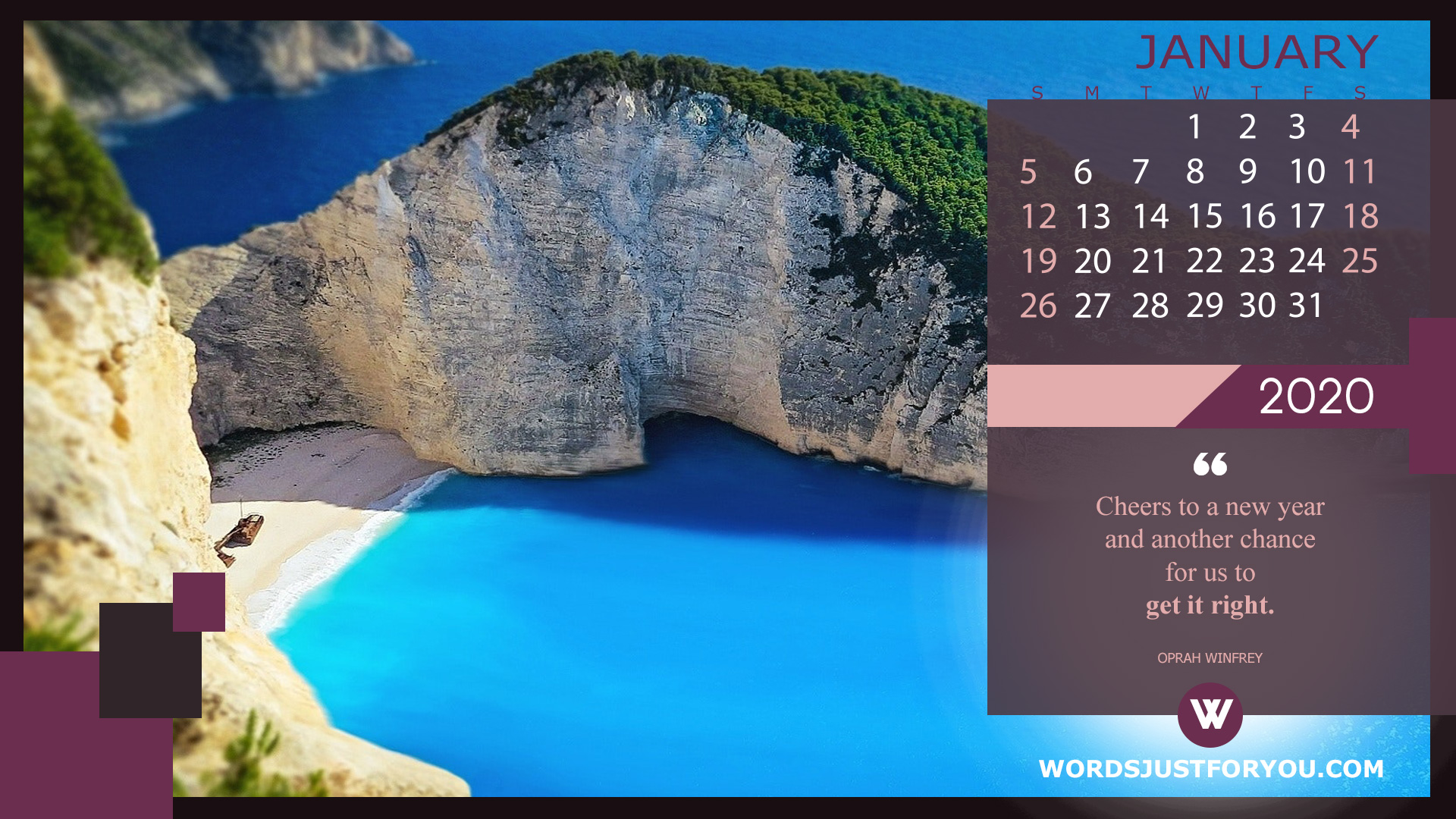 Hd January 2020 Calendar Desktop - Navagio Bay - HD Wallpaper 