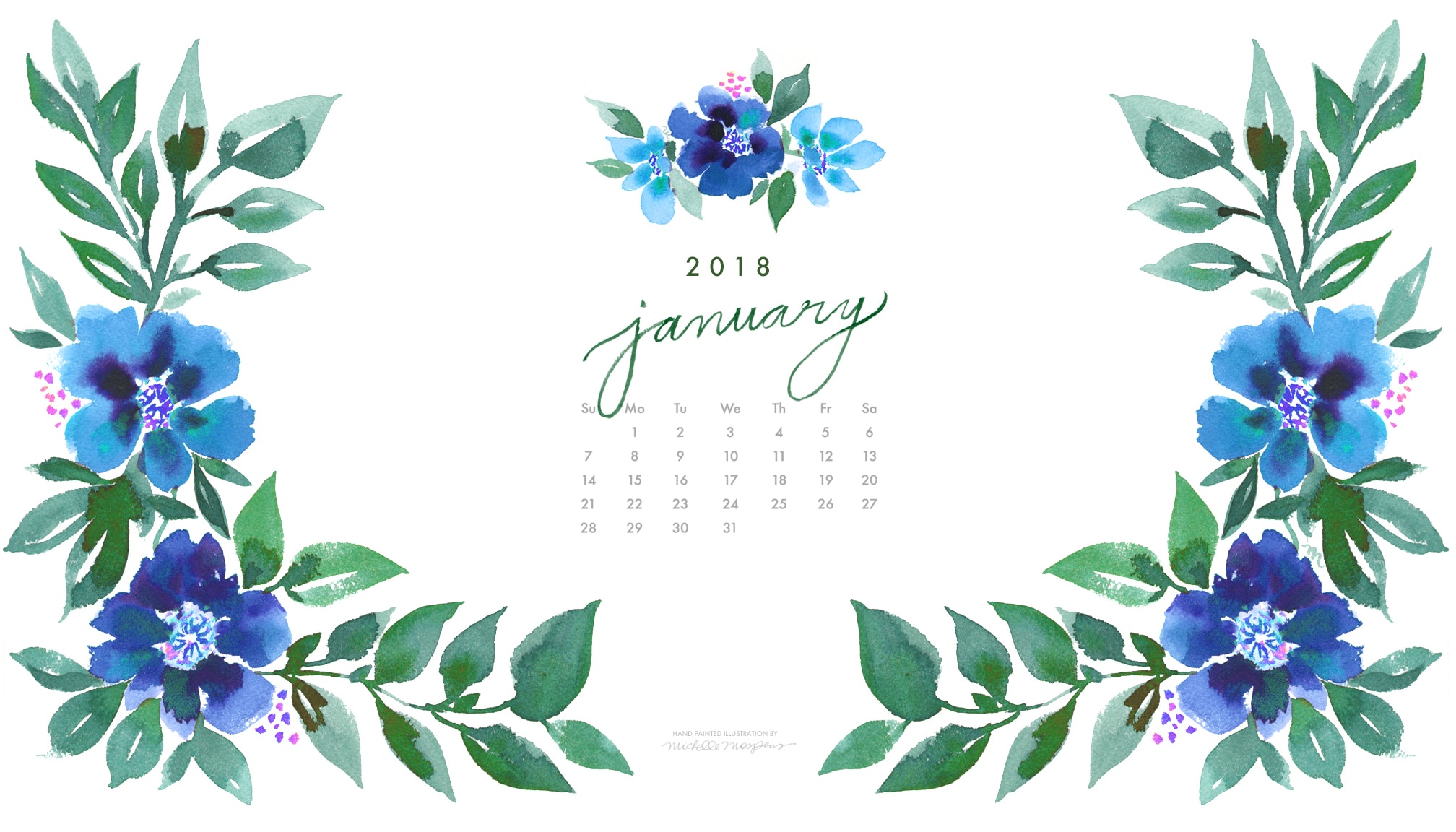 January Watercolor Wallpaper Downloads Custom Watercolor - August 2019 Wallpaper Calendar - HD Wallpaper 