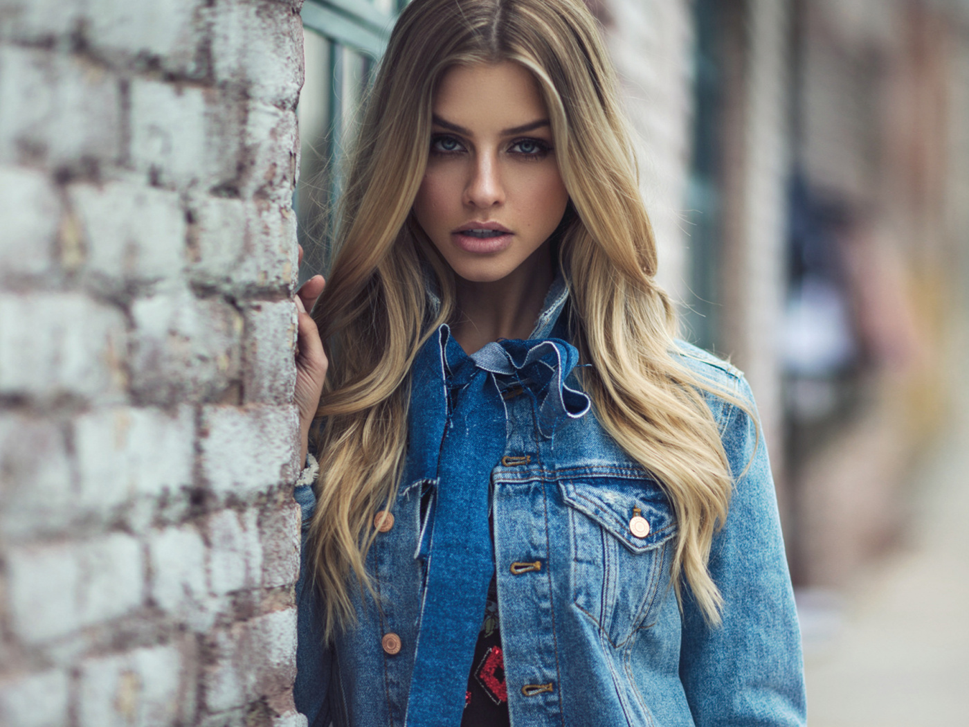 Jeans Jacket, Blonde, Girl Model, Looking Straight, - Marina Laswick Hd - HD Wallpaper 