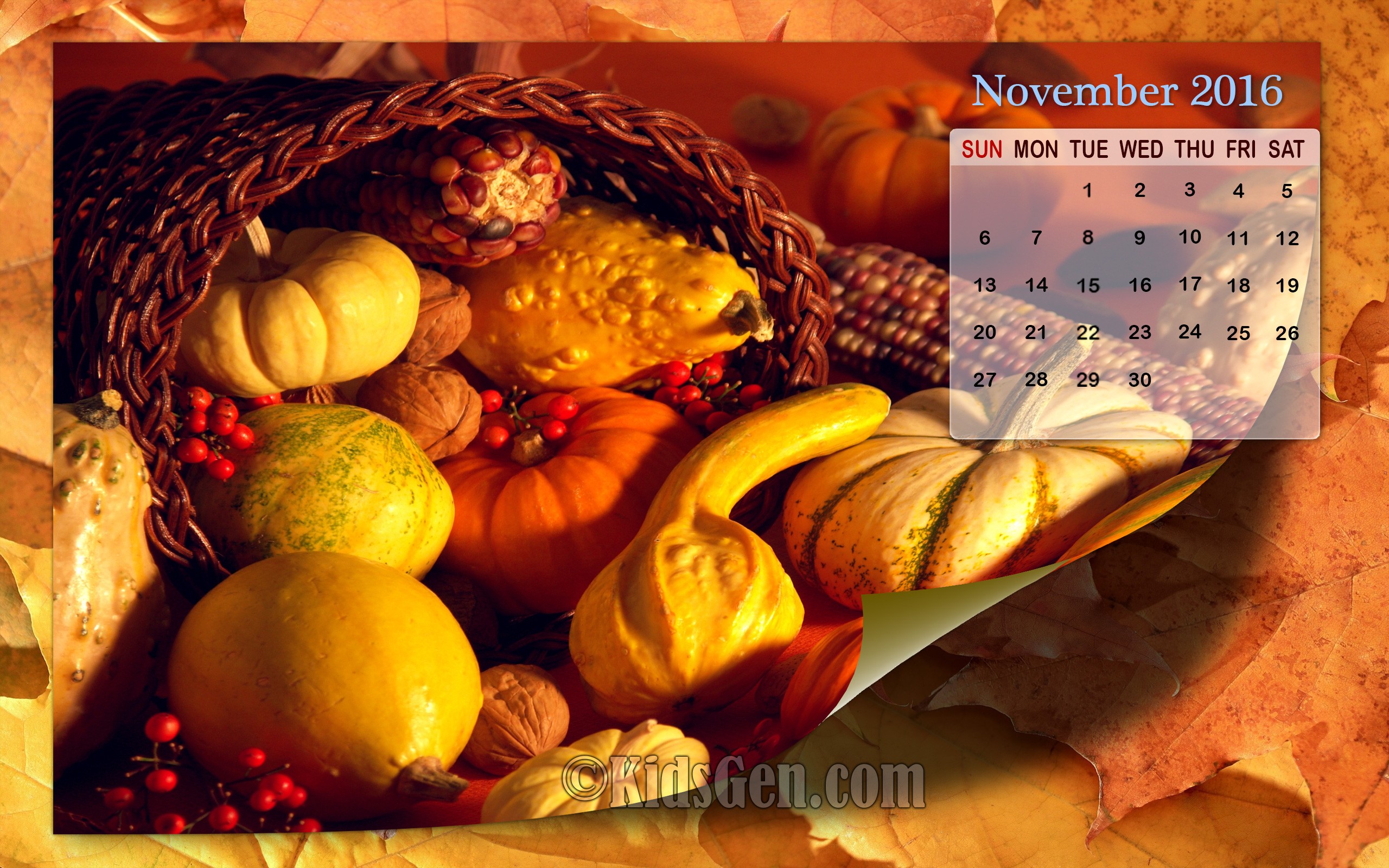 November Background Thanksgiving Calendar - HD Wallpaper 