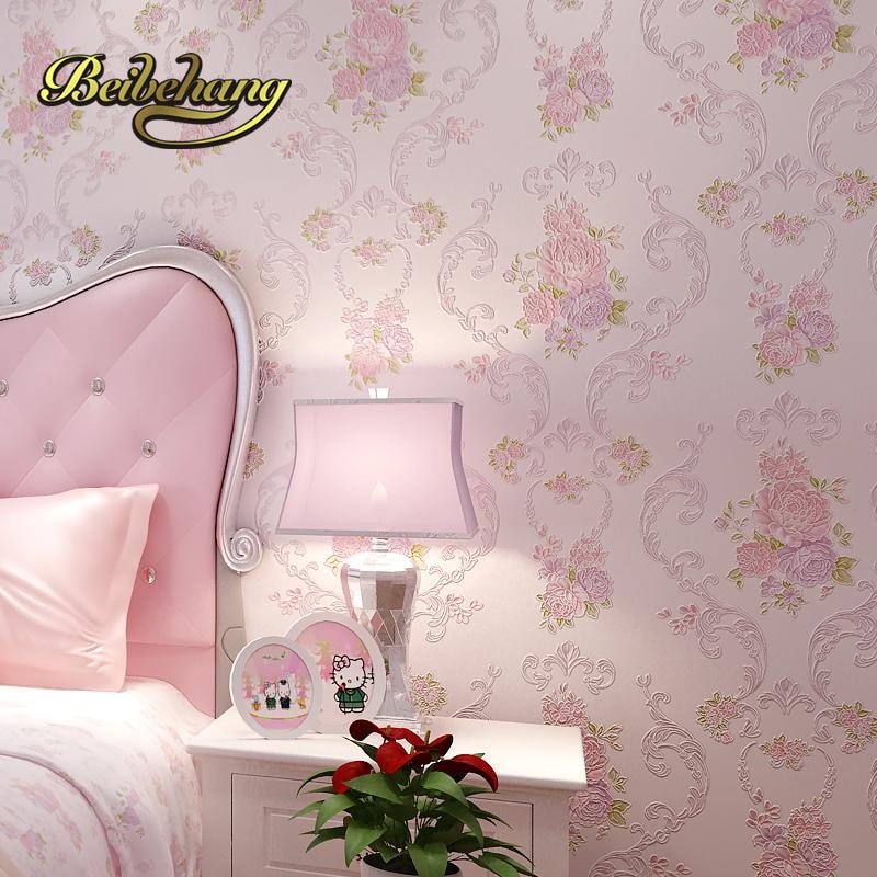 Beibehang European Style Garden Style Mash Pink Wall - کاغذ دیواری گلدار اتاق خواب - HD Wallpaper 