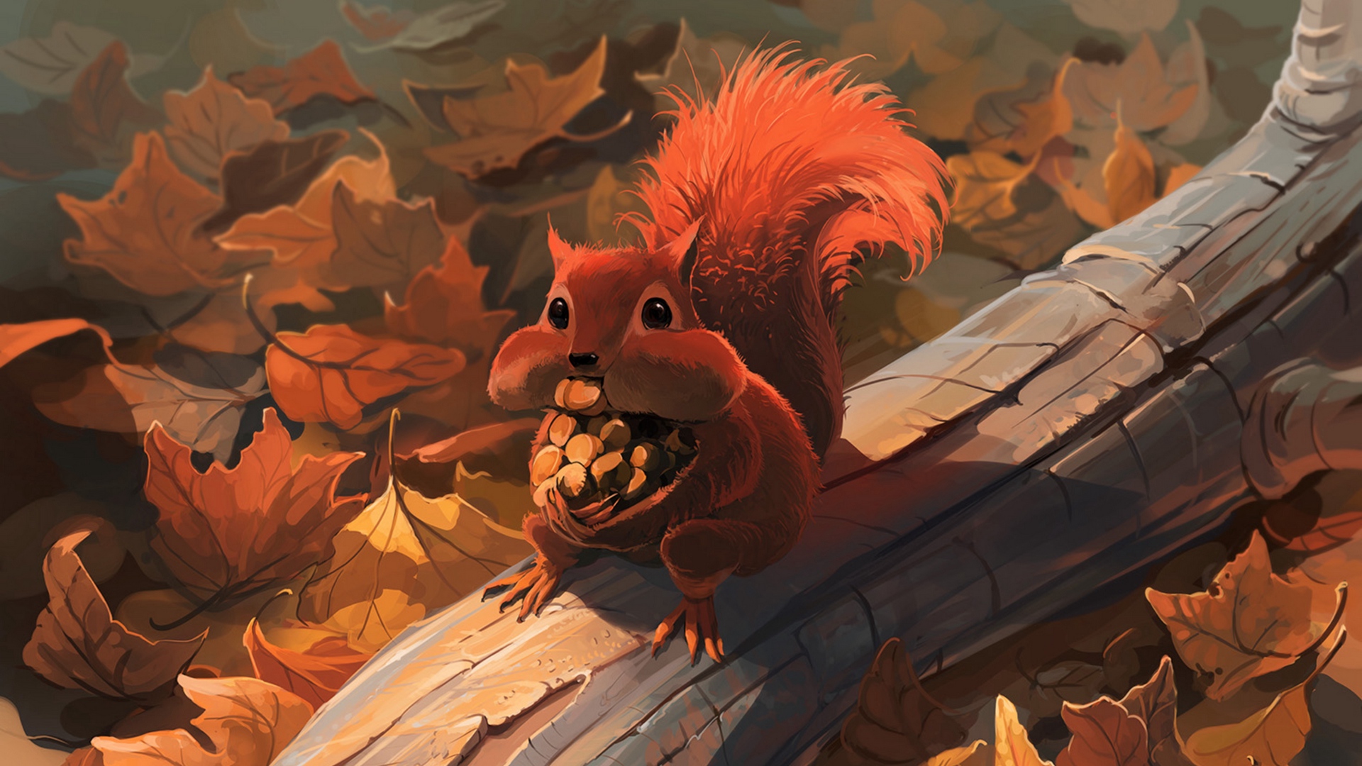 Wallpaper Squirrel, Nuts, Food, Foliage, Autumn - Squirrel Wallpaper Hd Iphone - HD Wallpaper 