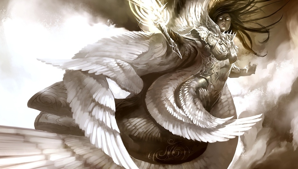Swing, Armor, Flight, Sword, Girl, Angel, Wings Desktop - Kekai Kotaki - HD Wallpaper 