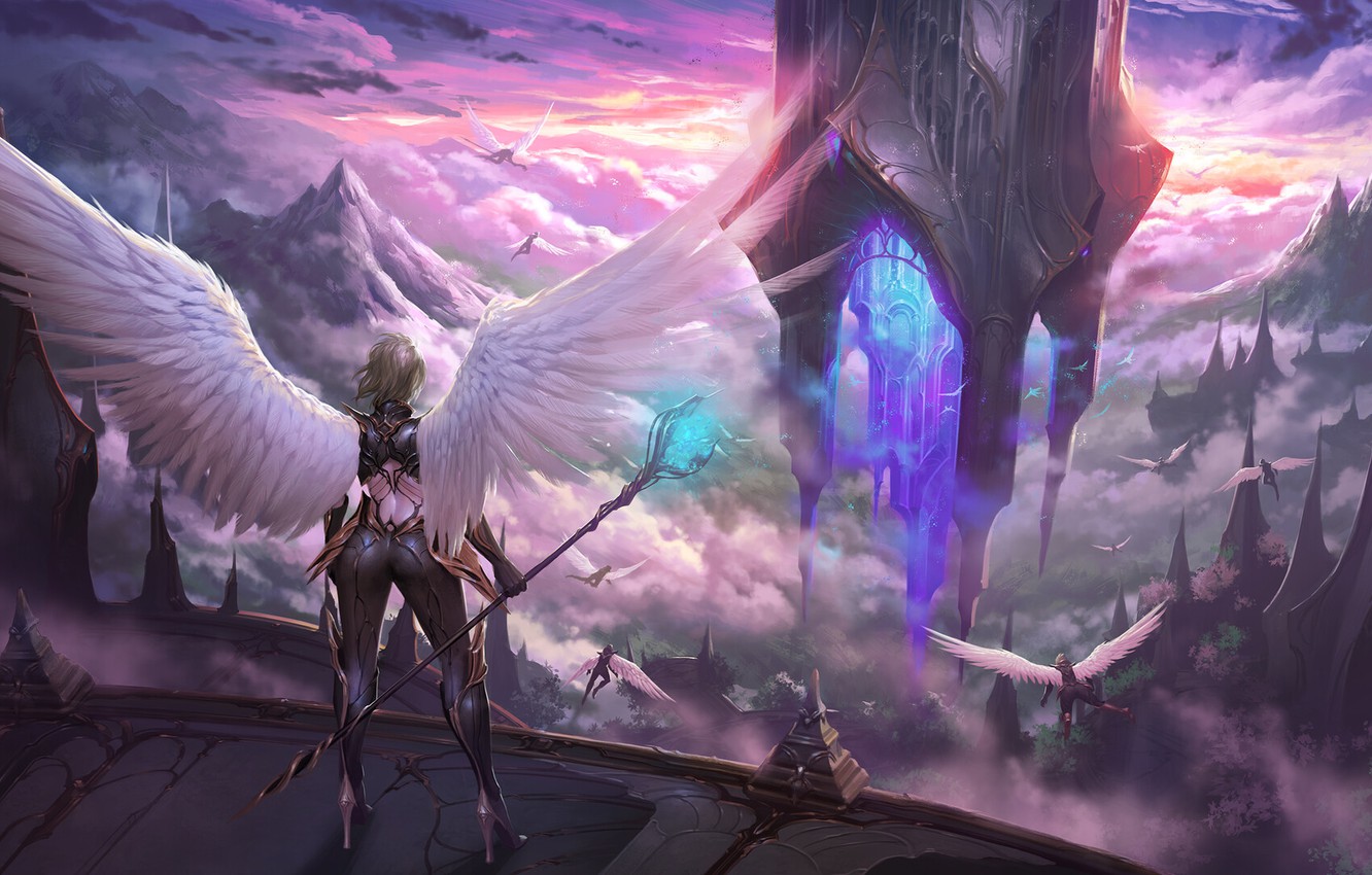 Photo Wallpaper Girl, Angel, Girl, Warrior, Wings, - Fantasy Heaven - HD Wallpaper 