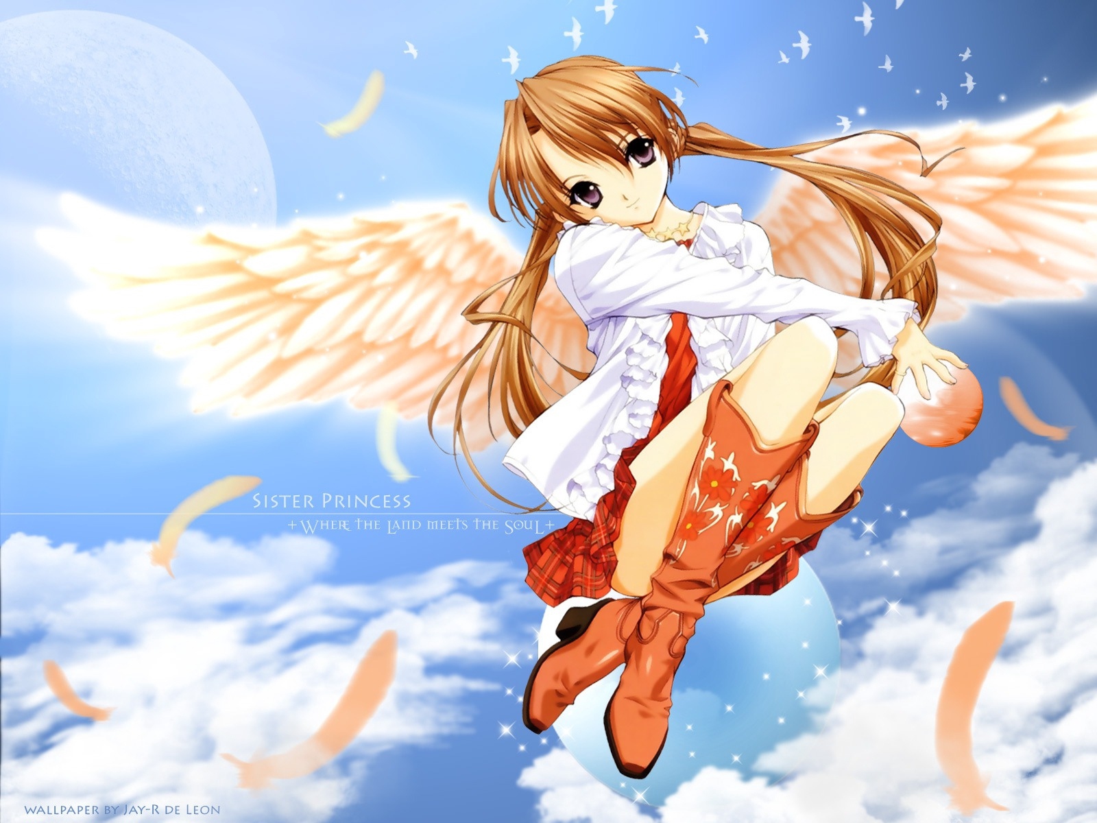 Wallpaper Anime, Girl, Angel, Wings - Anime Girl With Angel Wings - HD Wallpaper 