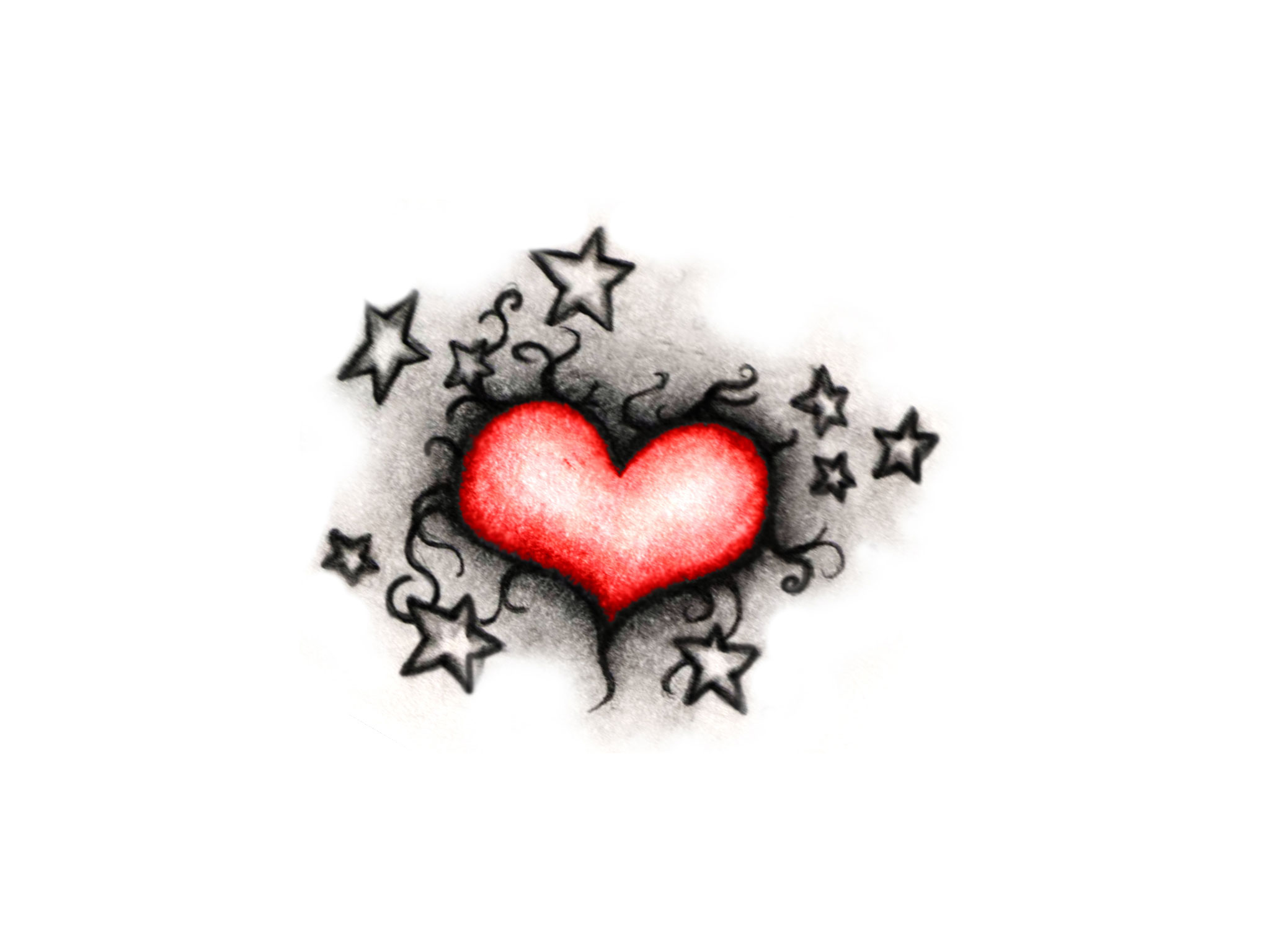 Beautiful Stars And Heart Tattoo Design - Love You With Every Breath -  2048x1536 Wallpaper 