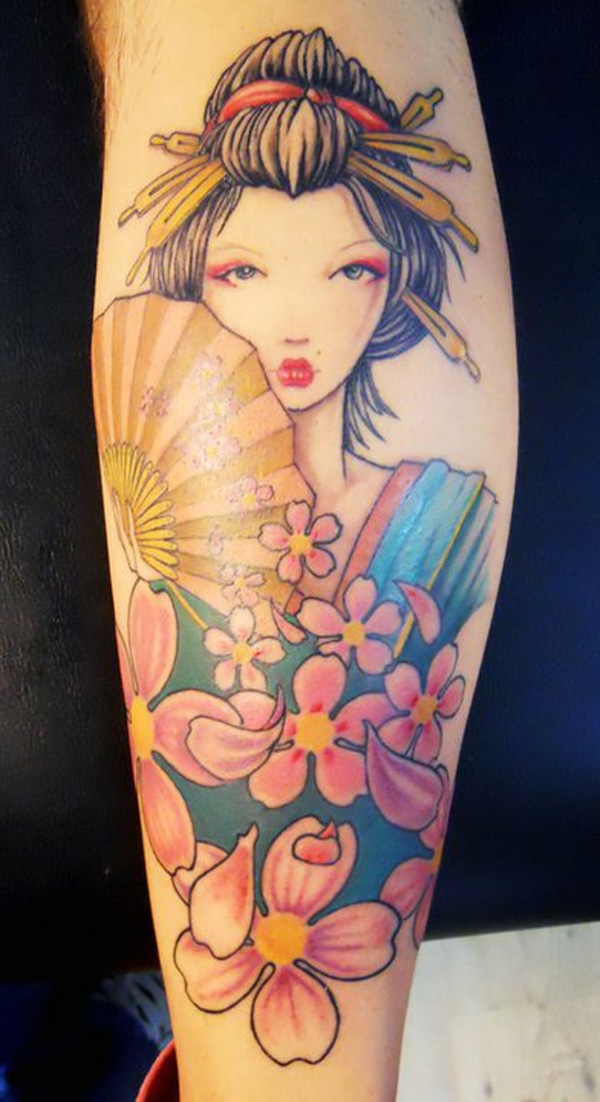 Geisha Portrait Sleeve Tattoo - Hình Xăm Nữ Nhật Bản - HD Wallpaper 