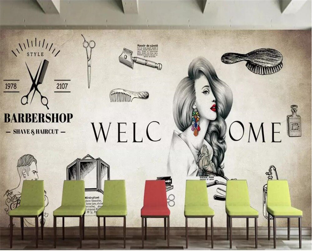 Carta Da Parati 3d Negozio Parrucchiera - HD Wallpaper 