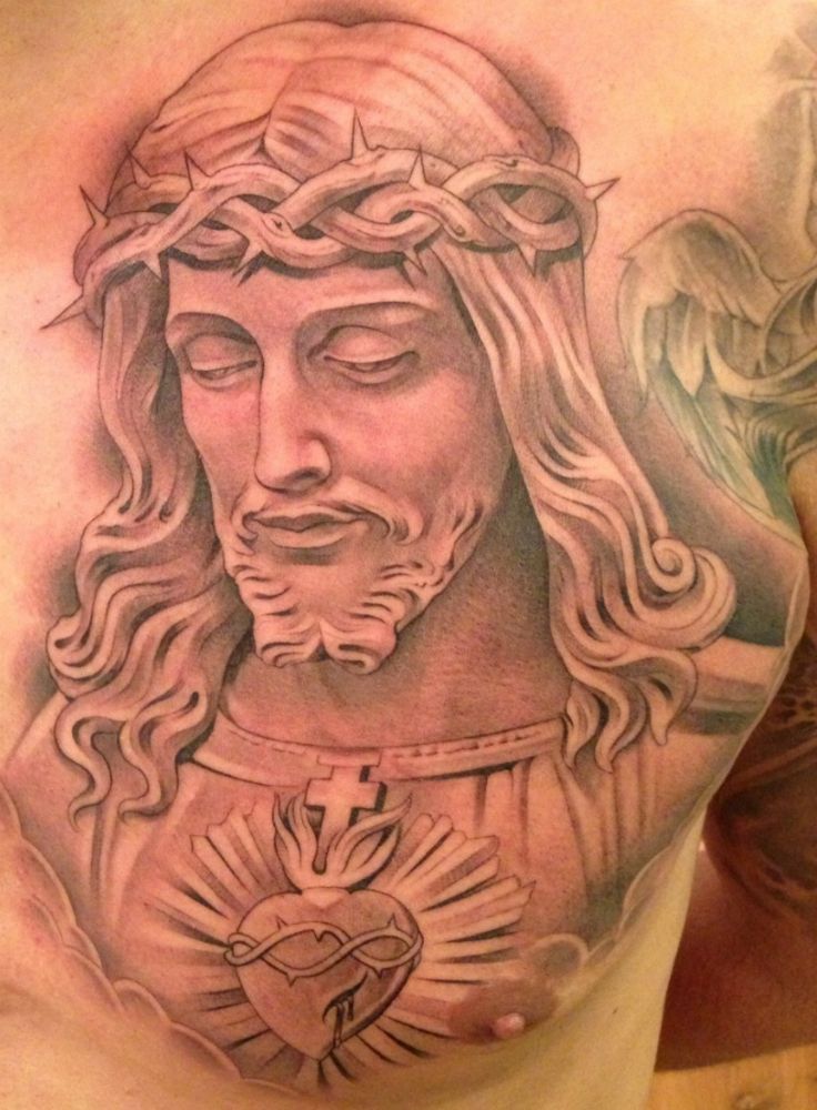 Grey Religious 3d Jesus Face With Thorn Crown Tattoo - Jesus With Thorns  Tattoos - 736x1000 Wallpaper 