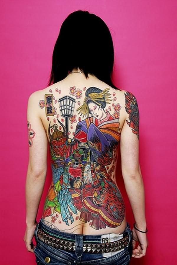 128 Best Geisha Tattoos - Geisha Tattoo Full Back - HD Wallpaper 