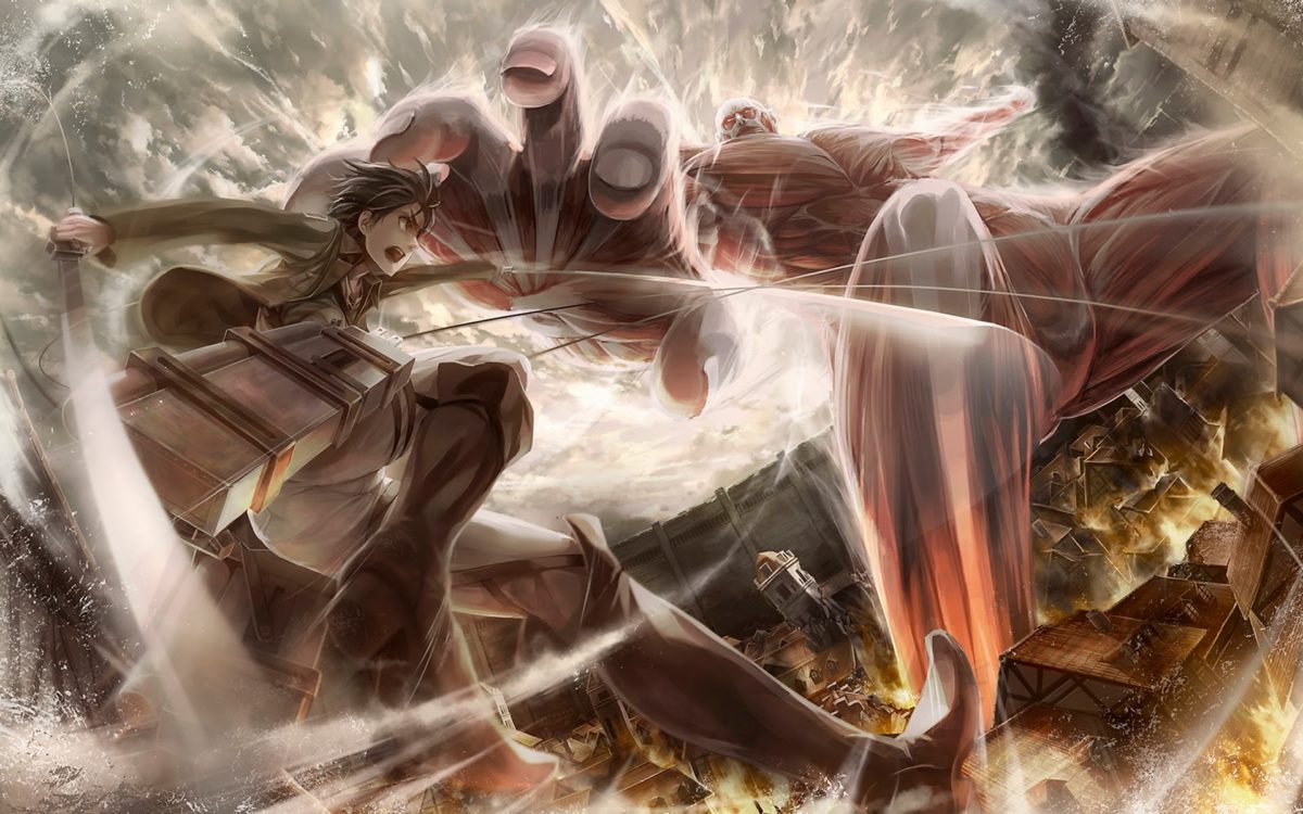 Colossal Titan Vs Eren Jaeger Attack On Titan Hd Wallpaper - Epic Anime Wallpaper Attack On Titan - HD Wallpaper 