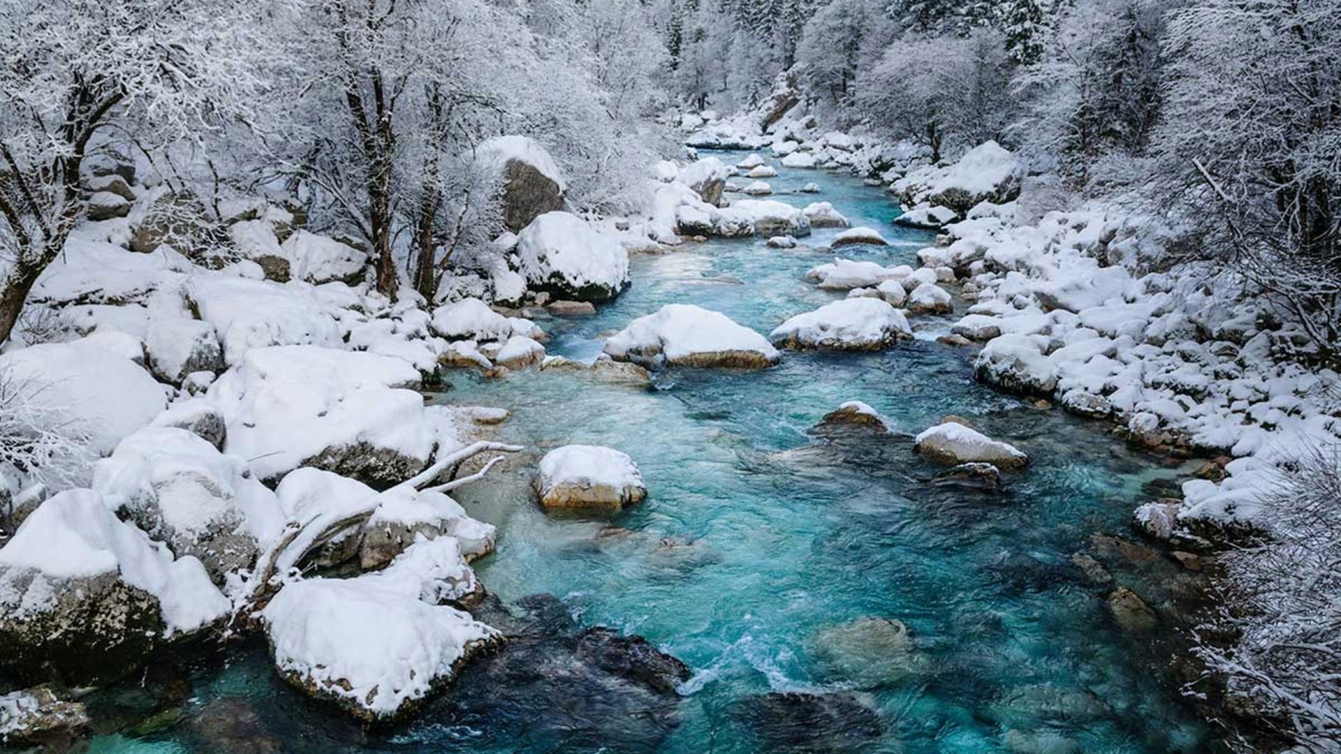 Soca River Winter - 1920x1080 Wallpaper Soca River Winter - 1920x1080 Wallpaper