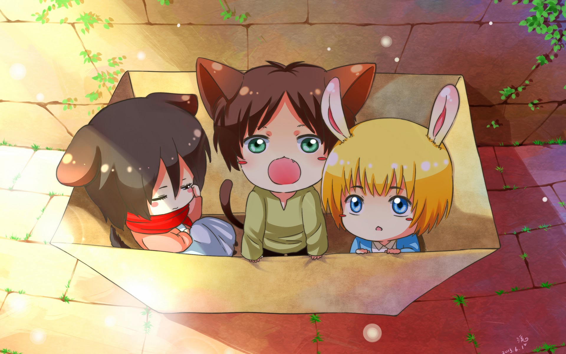 Mikasa Ackerman Eren Jaeger Armin Arlert Attack On - Attack On Titan Armin Cute - HD Wallpaper 