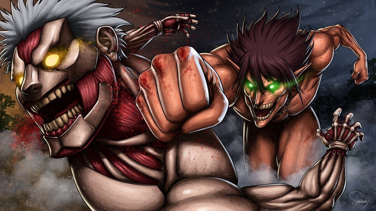 Eren Titan Vs Reiner Titan - HD Wallpaper 