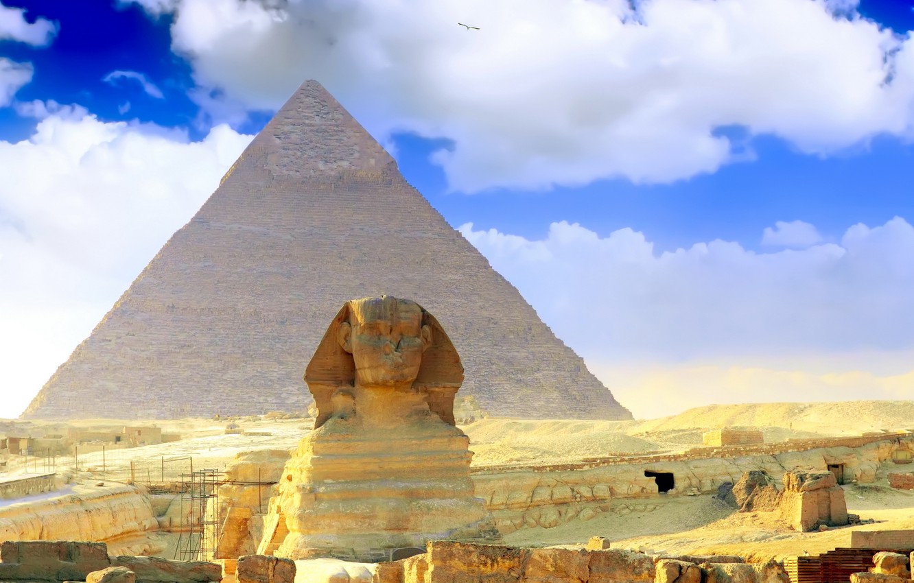 Photo Wallpaper Egypt, Sphinx, The Pyramid Of Cheops - Egypt Pyramids - HD Wallpaper 