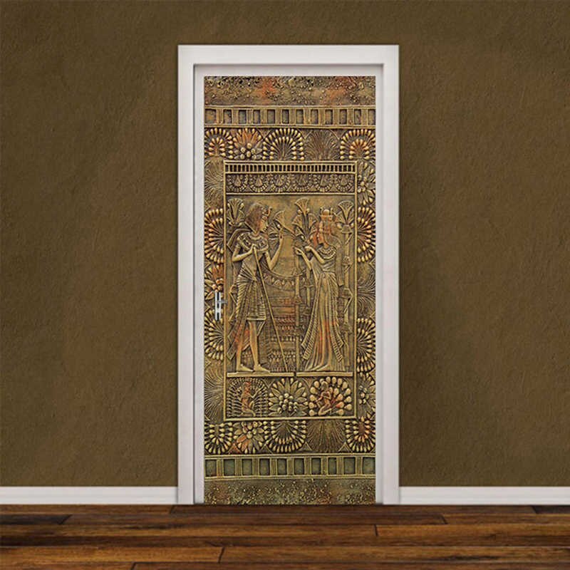 Pvc Self-adhesive Waterproof Wall Door Sticker 3d Retro - Motif - HD Wallpaper 