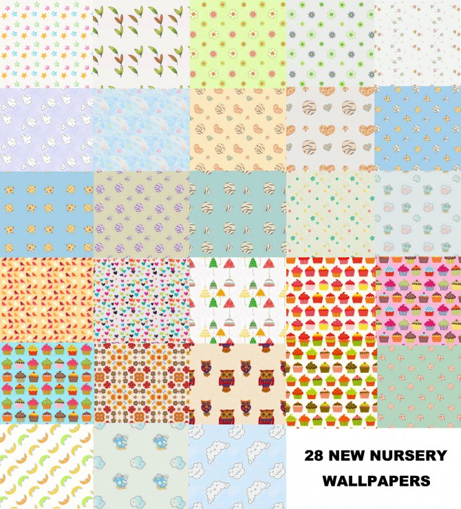 Set Of 28 New Nursery Wallpapers By Malicieuse75 At - Sims 4 Nursery Wallpaper Cc - HD Wallpaper 