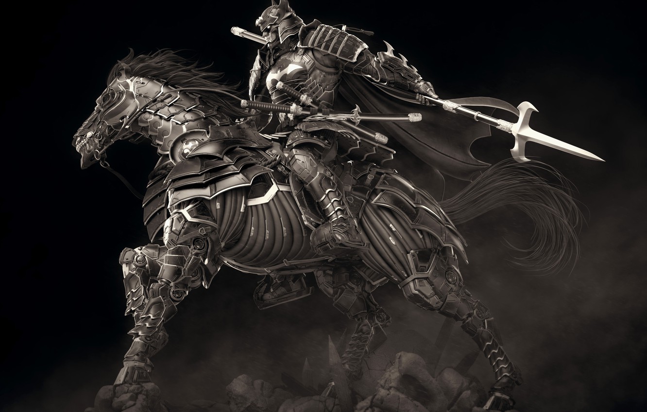 Photo Wallpaper Weapons, Horse, Armor, Dc Comics, Keos - Batman Shogun - HD Wallpaper 