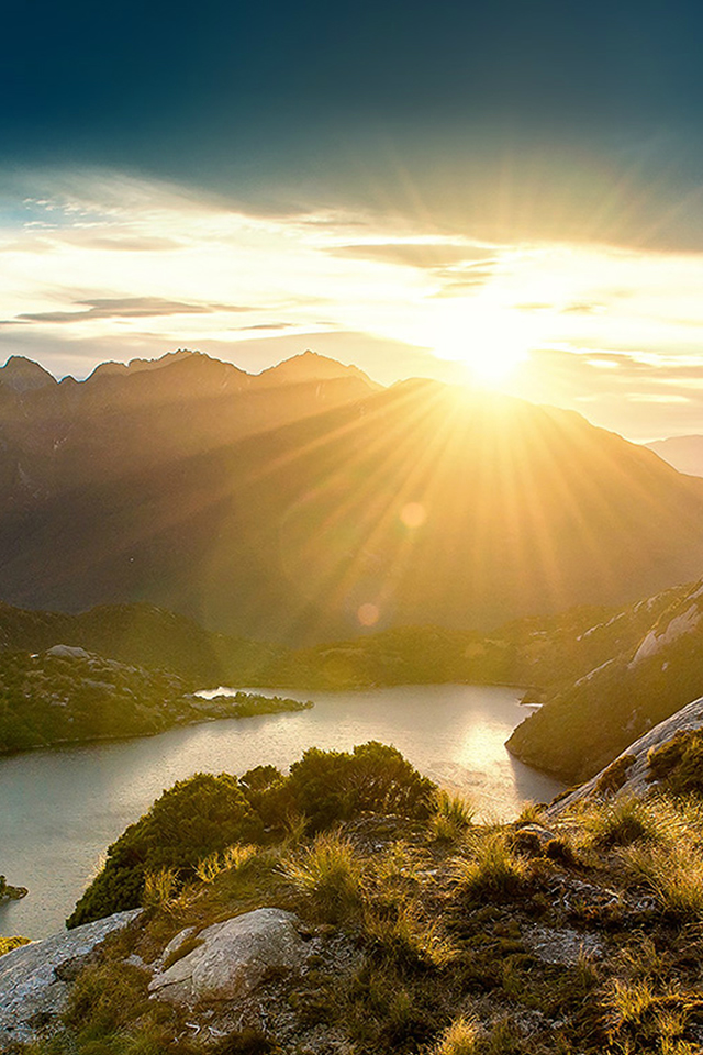 Nature Sunshine Mountain Sky Blue Spring Landscape - Sunrise Hd Images For Mobile - HD Wallpaper 