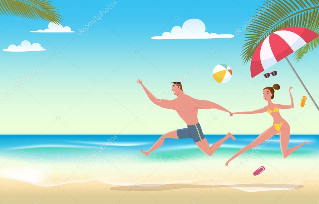 Pareja De Vacaciones En La Playa - HD Wallpaper 