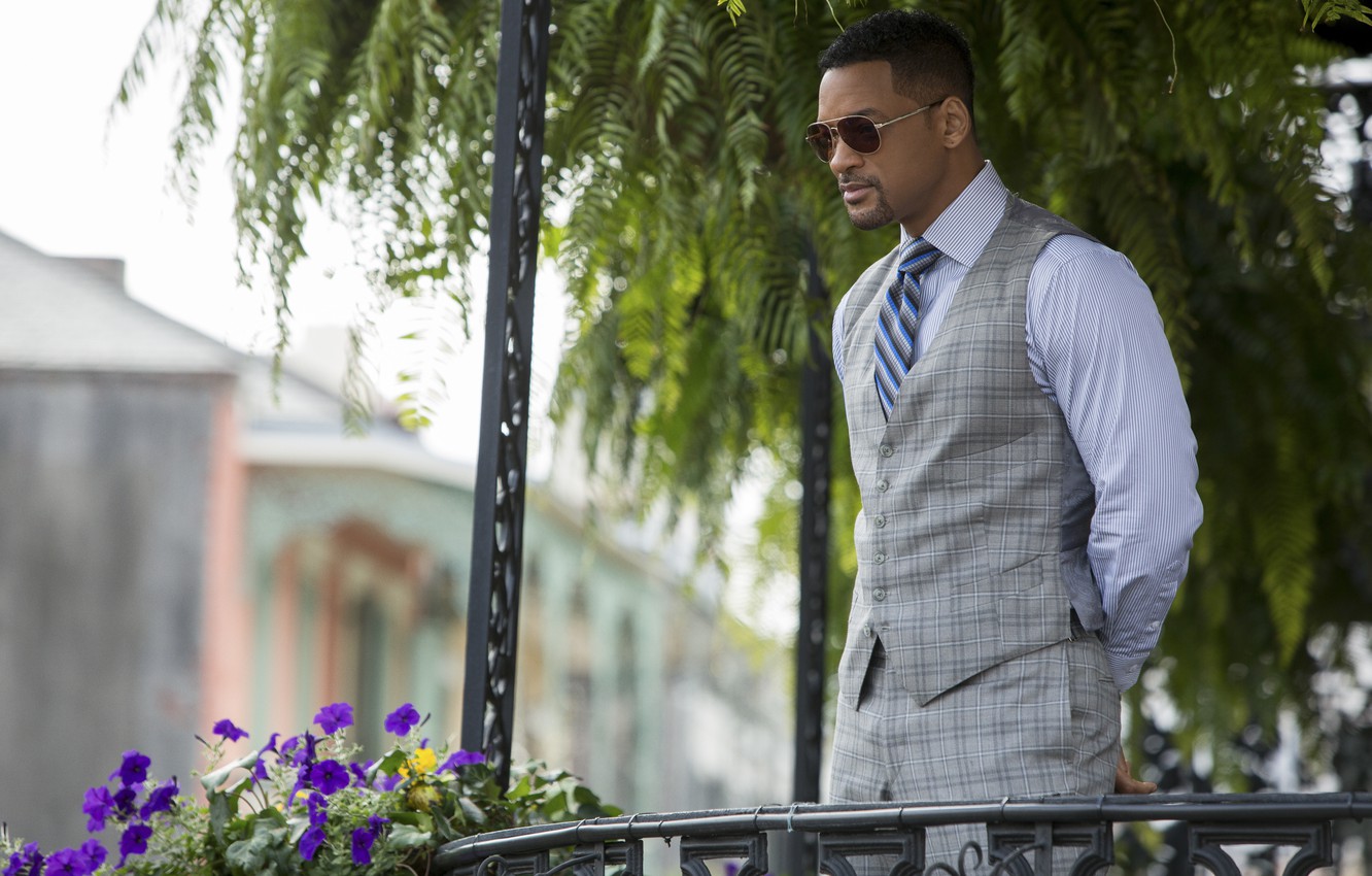Photo Wallpaper Flowers, Glasses, Costume, Actor, Focus, - Will Smith Focus - HD Wallpaper 